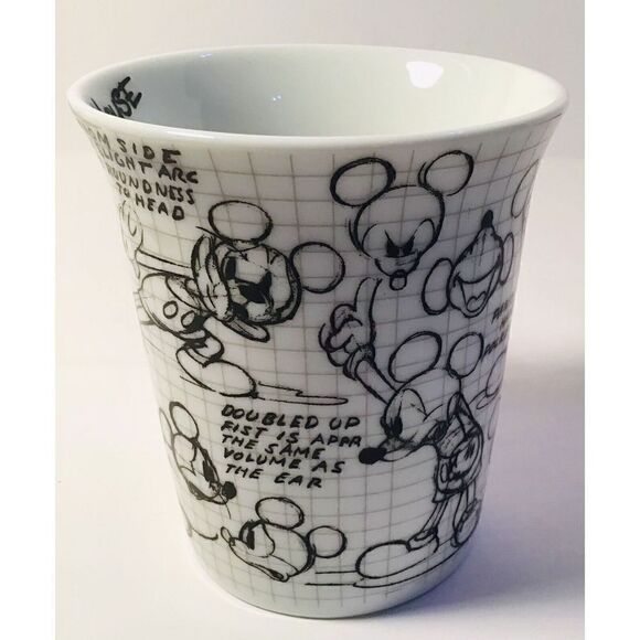 Disney Mickey Mouse Mug All Over Sketch Book Print Coffee Cup Ceramic White - Picture 4 of 10